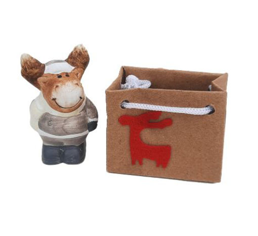 Picture of CHRISTMAS FIGURE IN BAG REINDEER GREY